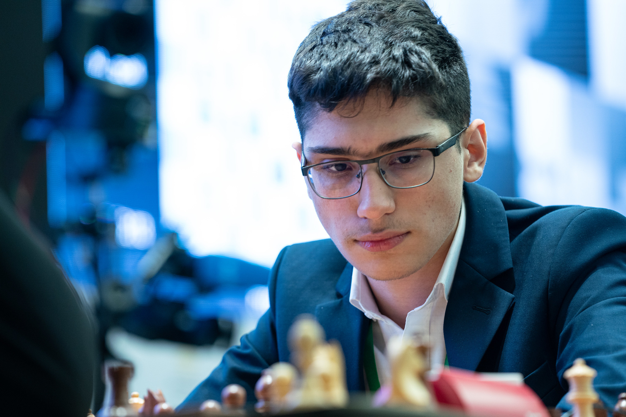 Der Münchener Alireza Firouzja bei der FIDE-Rapid-WM Ende 2019 in Moskau. | Foto: Maria Emelianova/FIDE
